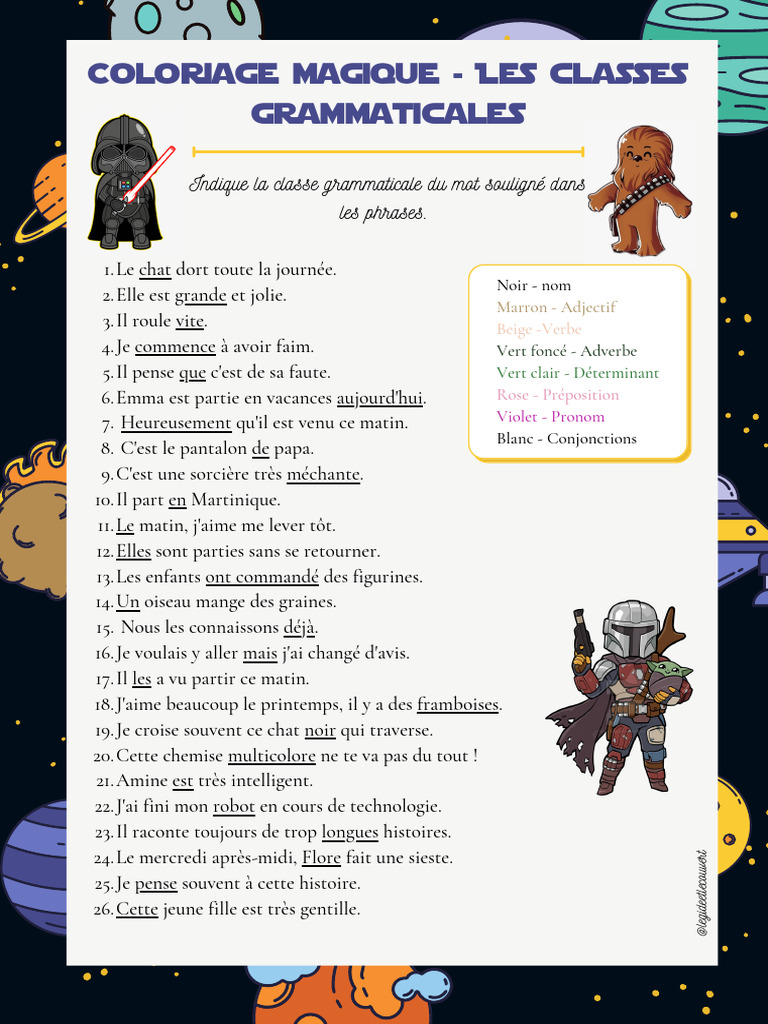 Coloriage des classes grammaticales | PDF