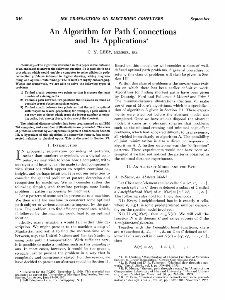 Lee MazeRouter An Algorithm For Path Connections and Its Applications ...