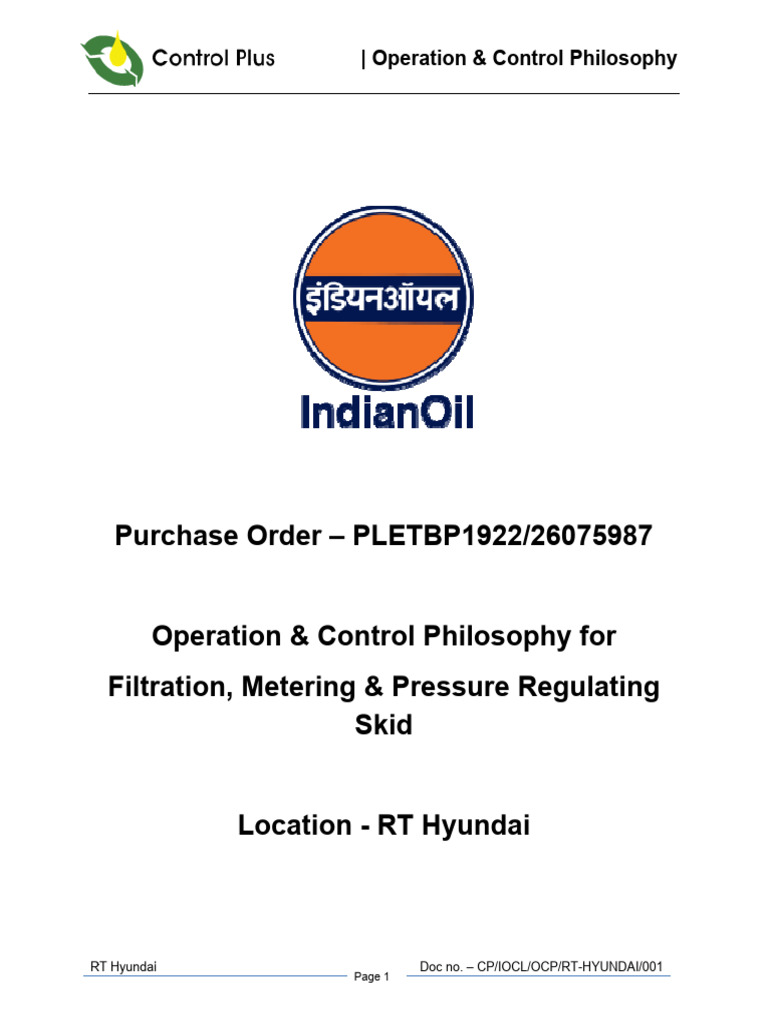 Operation & Control Philosophy - RT Hyundai - R1 | PDF