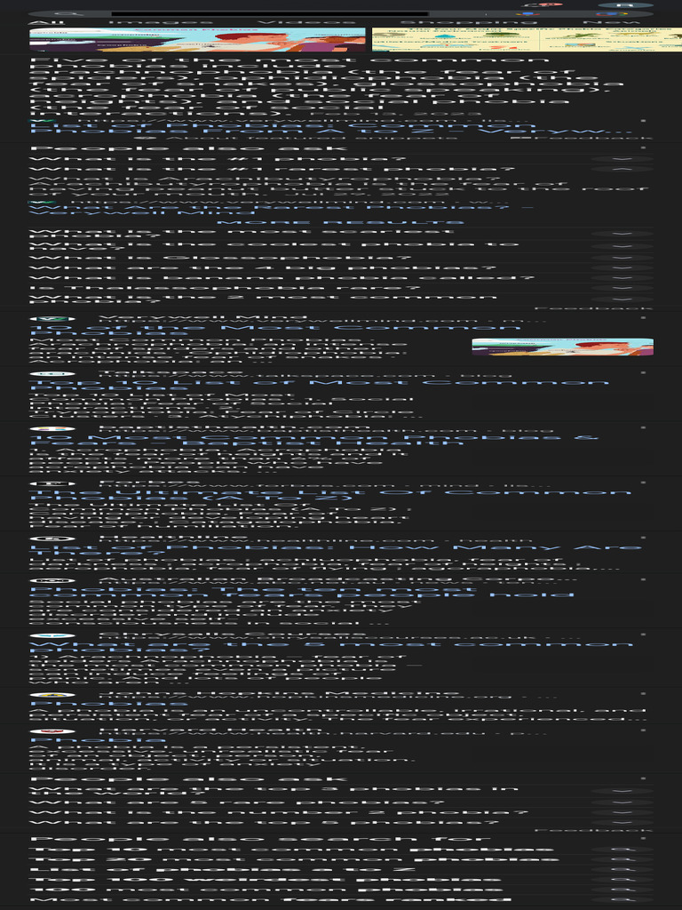 What Is The Most Common Phobia Google Search Pdf Phobia Fear