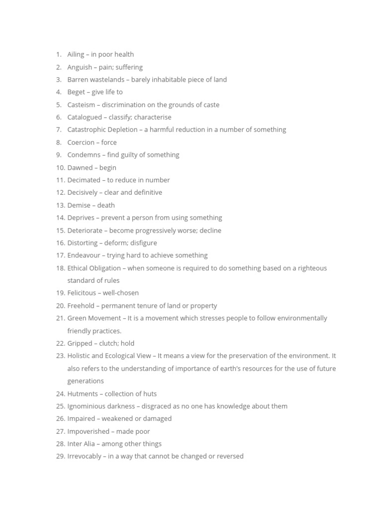 Ailing Planet - Glossary | PDF