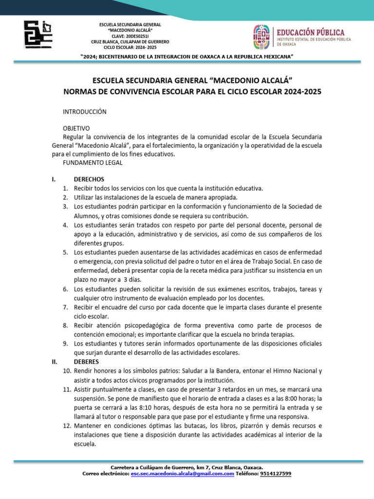 Normas de Convivencia Escolar 230242025 PDF