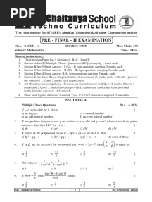 Ap & TS Cbse Maths Pre Final - Ii Exam (Set - 1)