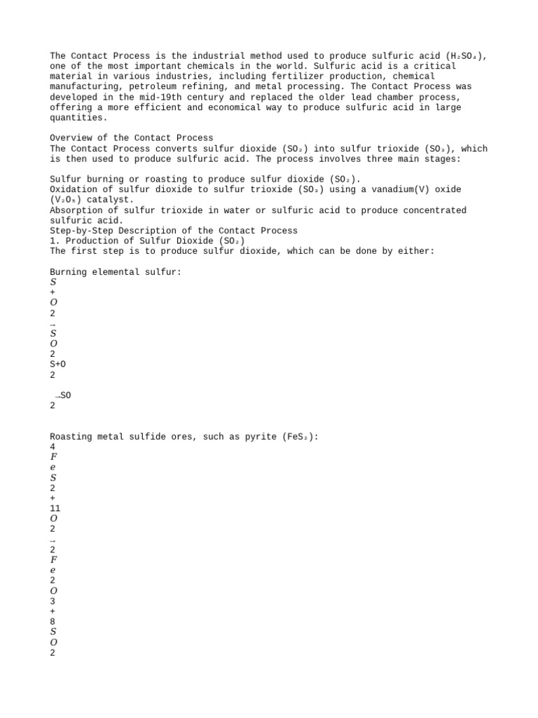 The Contact Process Is The Industri | PDF
