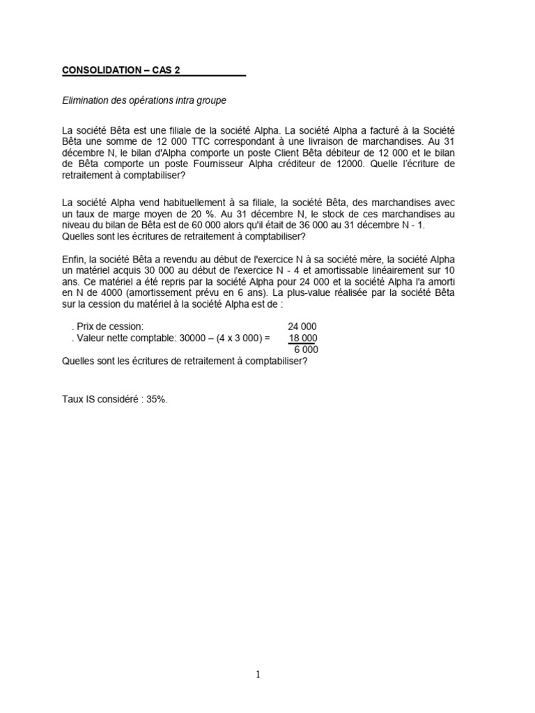 Consolidation Cas 2 | PDF
