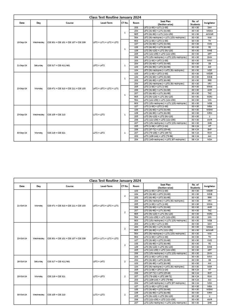 January-2024-CT-Routine Students V 1.1 | PDF