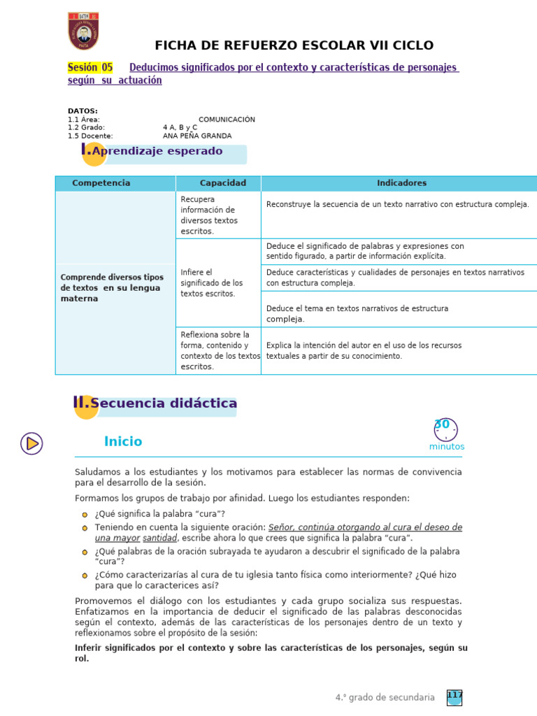 Comprensión Lectora 4 Manual para El Docente de Cuarto Grado de ...