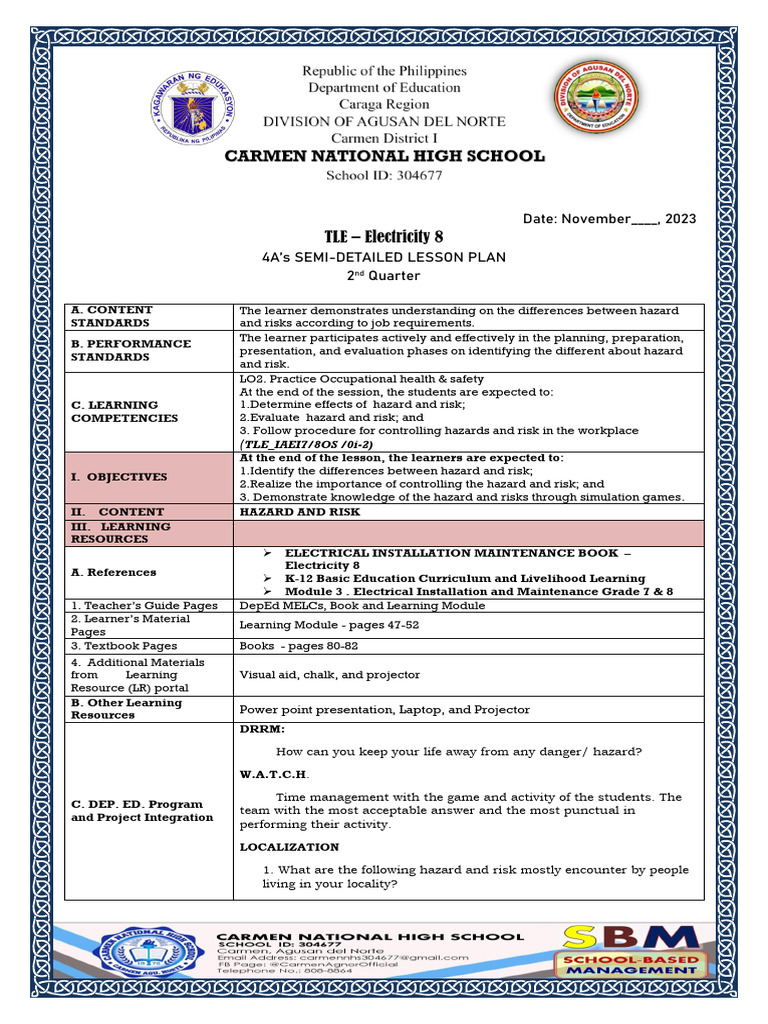 COT Lesson Plan Final - Electrical | PDF