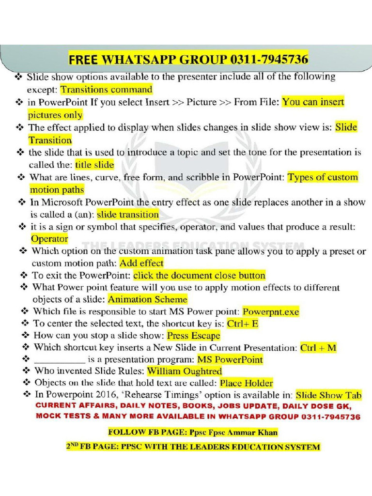 Computer Notes For PPSC FPSC | PDF