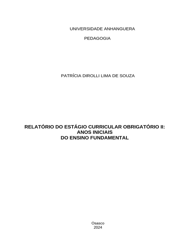 Estágio Anos Iniciais - 4 Ou 5 Semestre | PDF