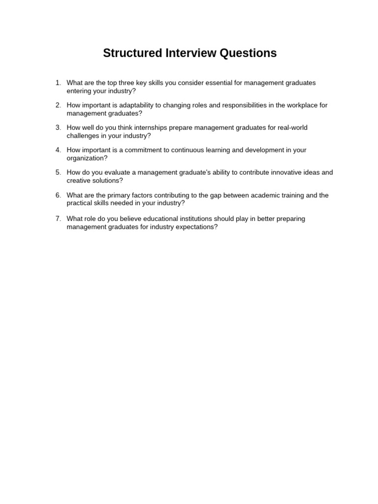 Structured Interview Questions | PDF