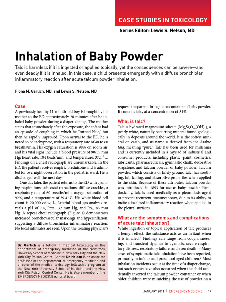Inhalation of Baby Powder: Case Studies in Toxicology Case Studies in ...