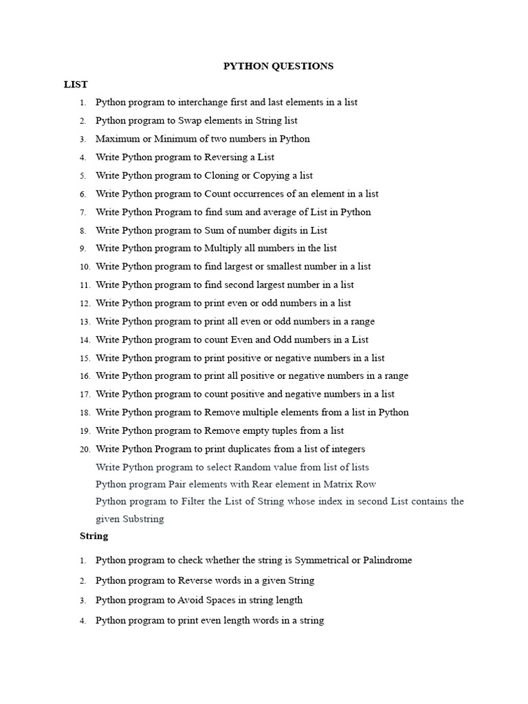 Practice Problems in PYTHON | PDF