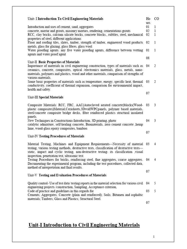 Civil Engineering Materials Guide | PDF | Concrete | Science & Mathematics