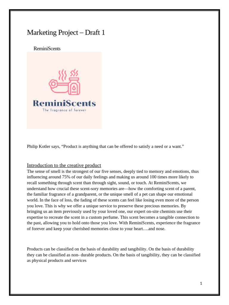 Marketing Project 1st Draft | PDF