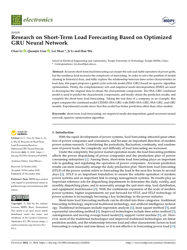 Research On Short-Term Load Forecasting Based On O | PDF