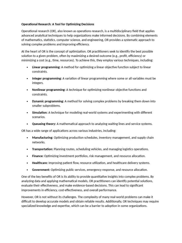 Operational Research Education | National Education