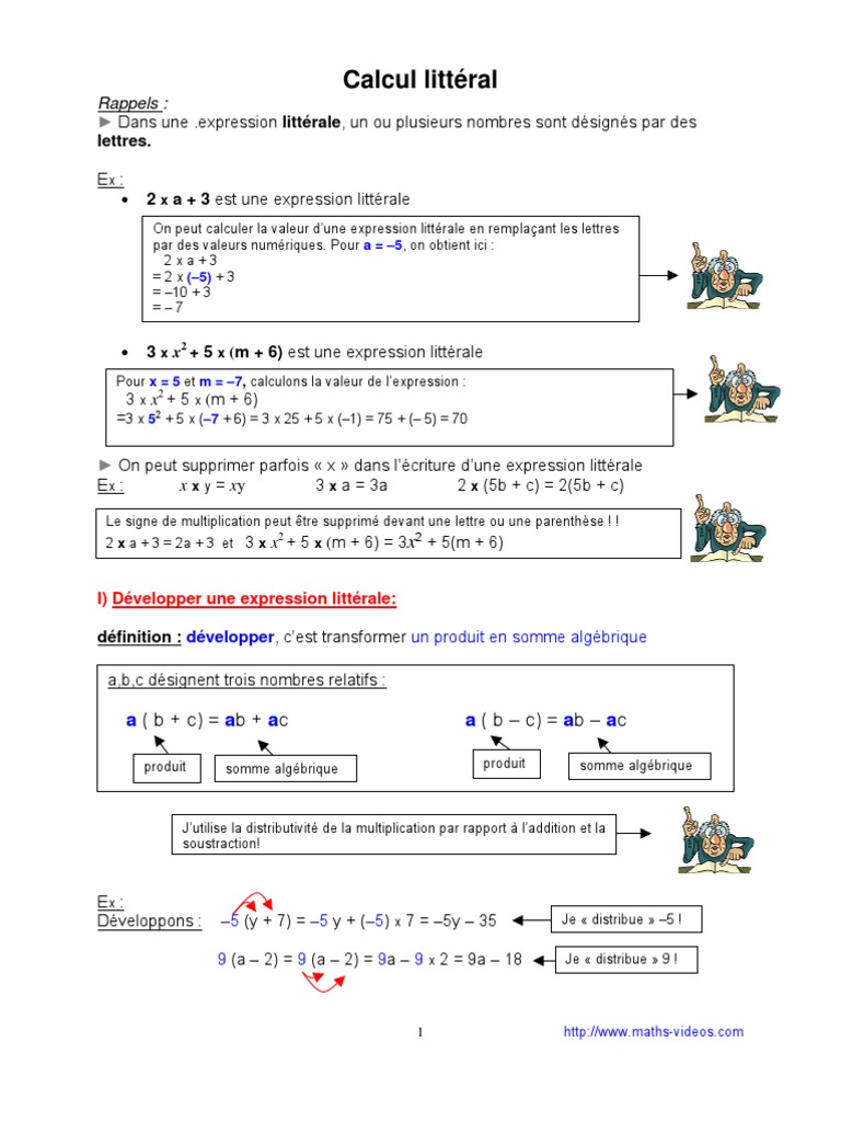 calcul littéral (4ème) | Multiplication | Notation (mathématiques)