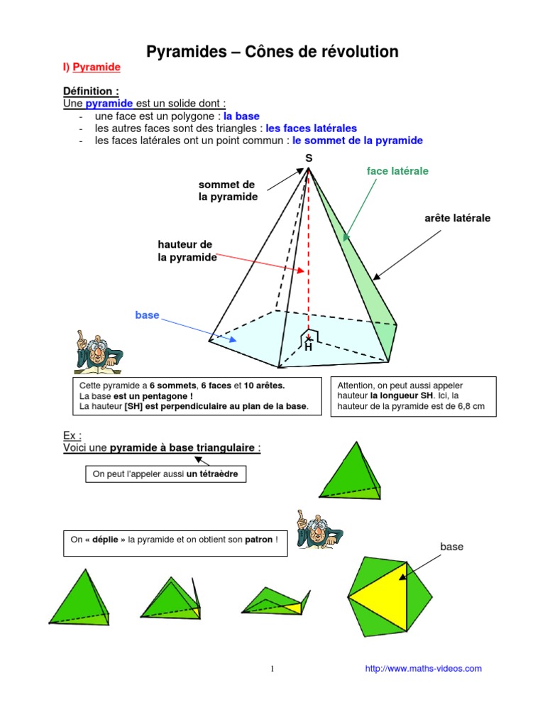 Patron Pyramide à Base Rectangulaire Mathématiques 4ème Pyramides Et Cônes (4ème) | PDF | Zone | Formes géométriques
