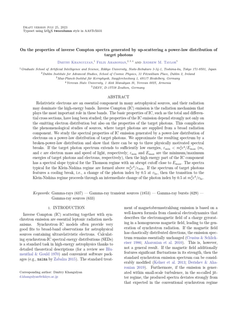 On The Properties of Inverse Compton Spectra Generated by Up-Scattering ...