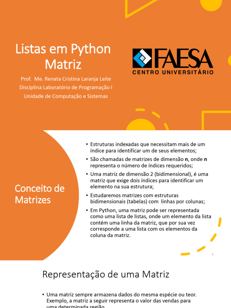 Matrizes em Python: Conceitos e Exemplos | PDF | Matriz (Matemática ...