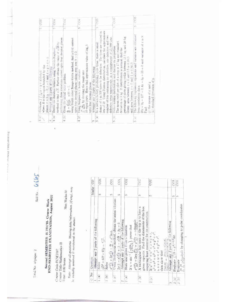 Endsem 22 Maths 2 | PDF