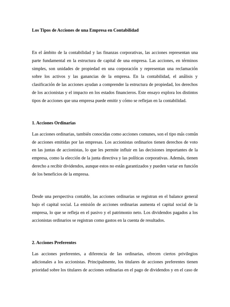 Tipos De Acciones Pdf