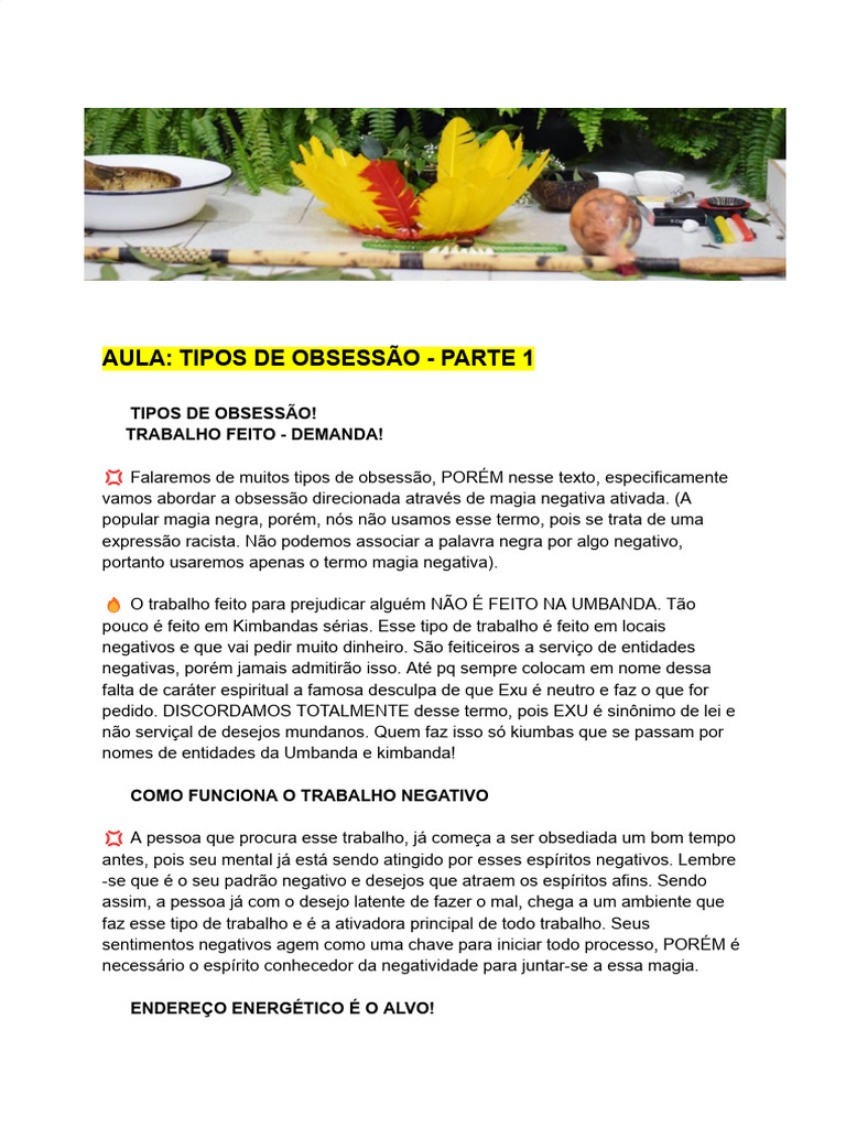 Tipos de Obsessões | PDF