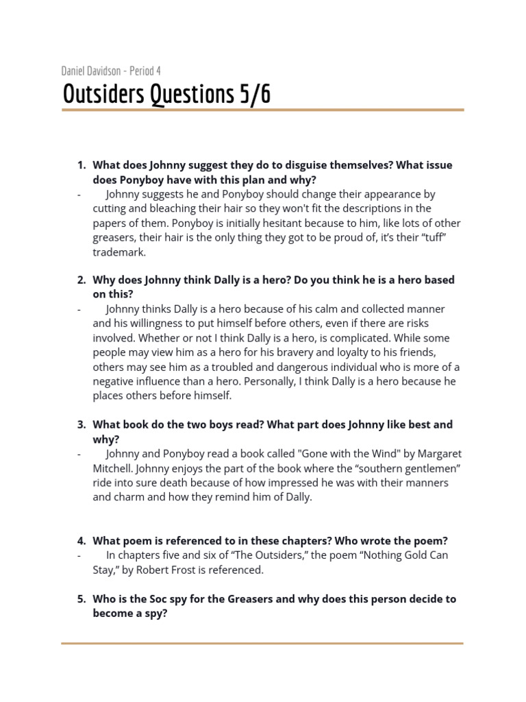 The Outsiders Chap 5 - 6 | PDF