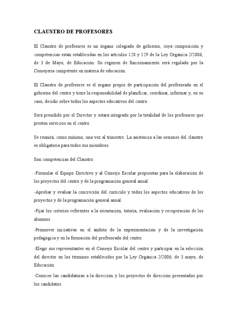 CLAUSTRO DE PROFESORES Maestros Gobierno