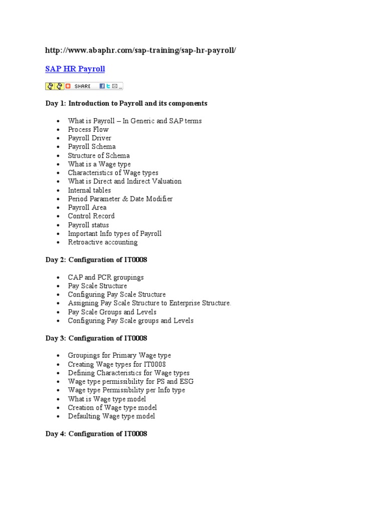 SAP HR Payroll Training Overview | PDF | Payroll | Payments