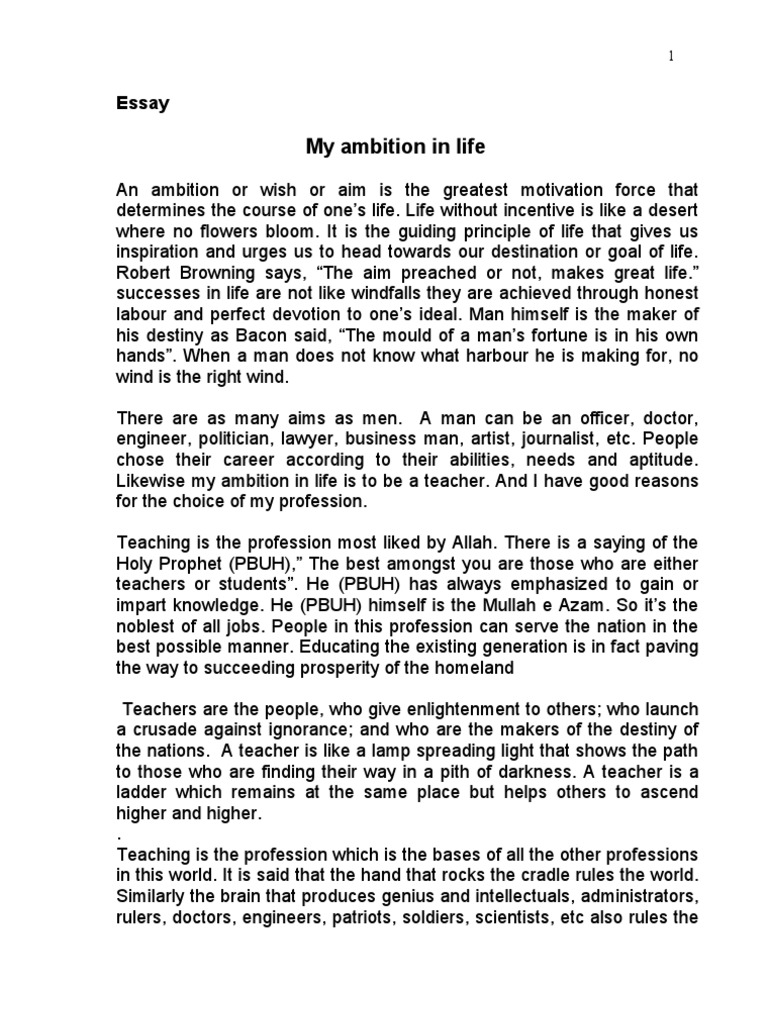 my ambition in life essay 300 words