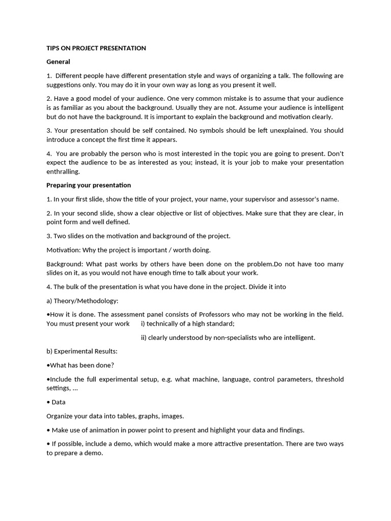 Tips On Project Presentation | PDF