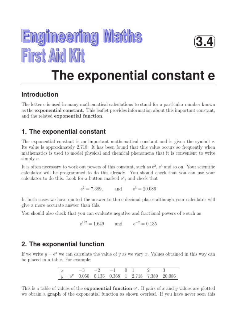 Understanding the Exponential Constant e | PDF | Teaching Methods ...