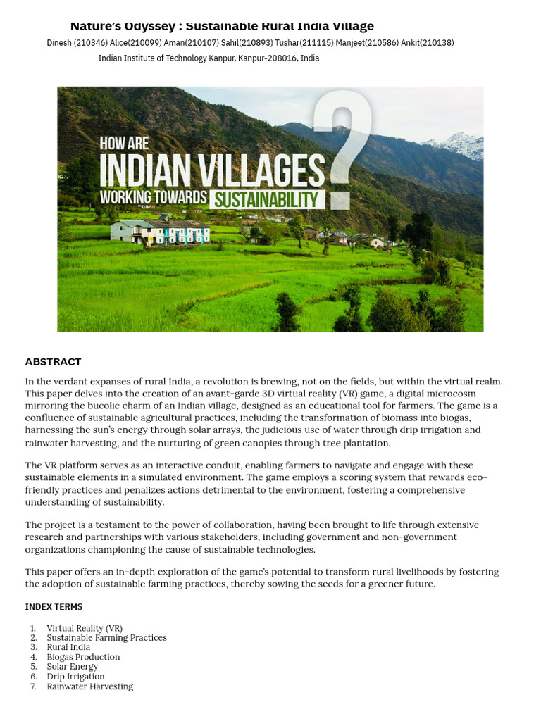 Nature's Odyssey Sustainable Rural India Village | PDF