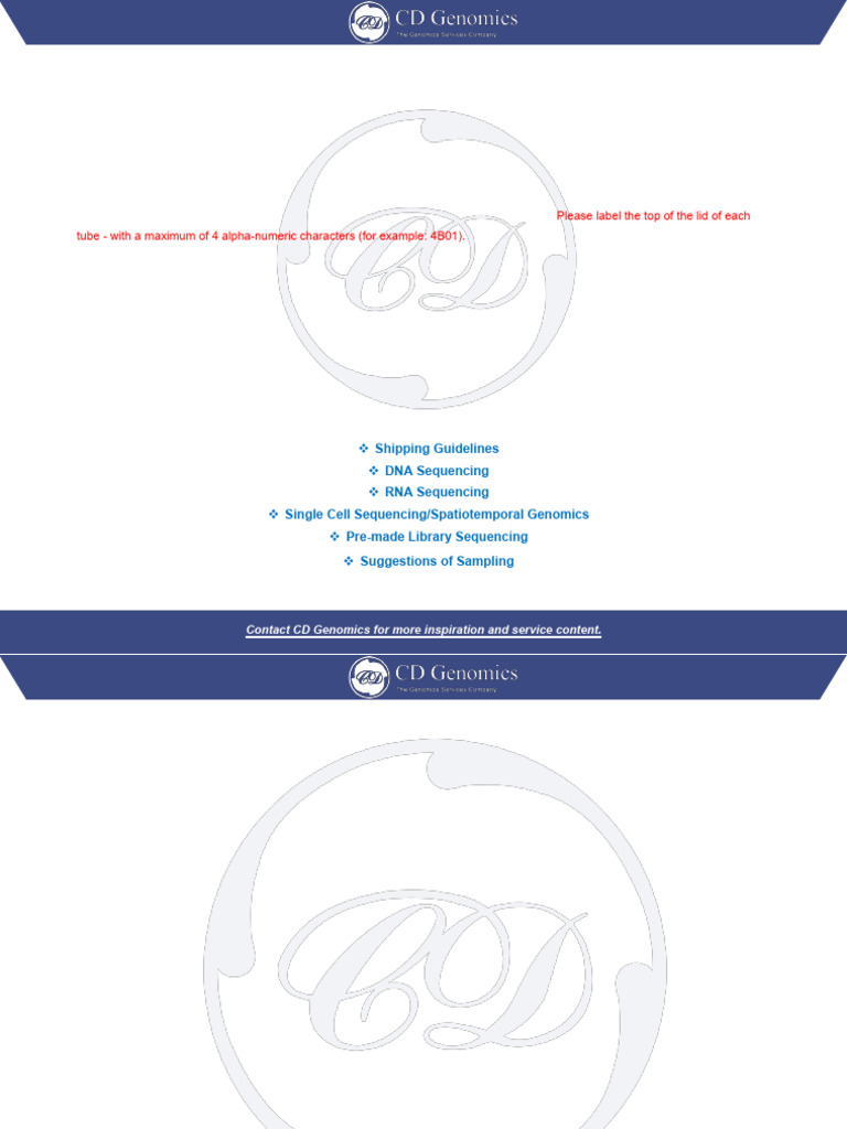 Sample Submission Guidelines | PDF | Dna Sequencing | Cell (Biology)