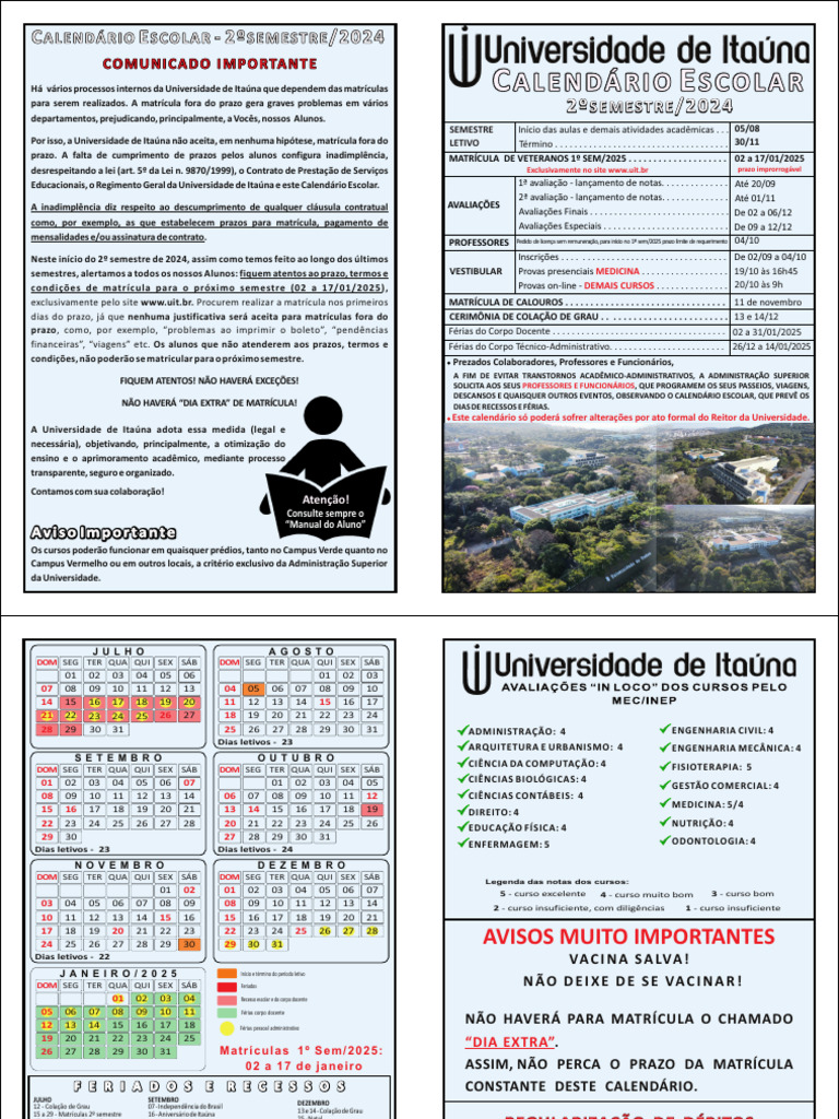 Calendario 2o Semestre 2024 | PDF