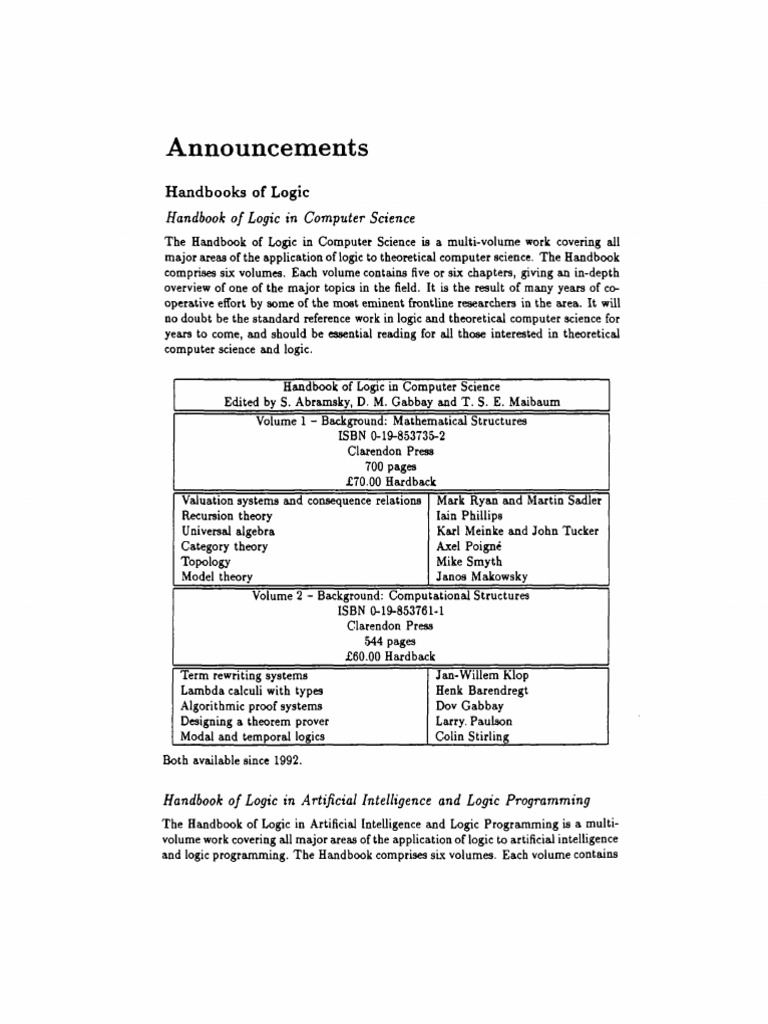 Handbook of Logic in Computer Science | PDF | Mathematical Logic ...