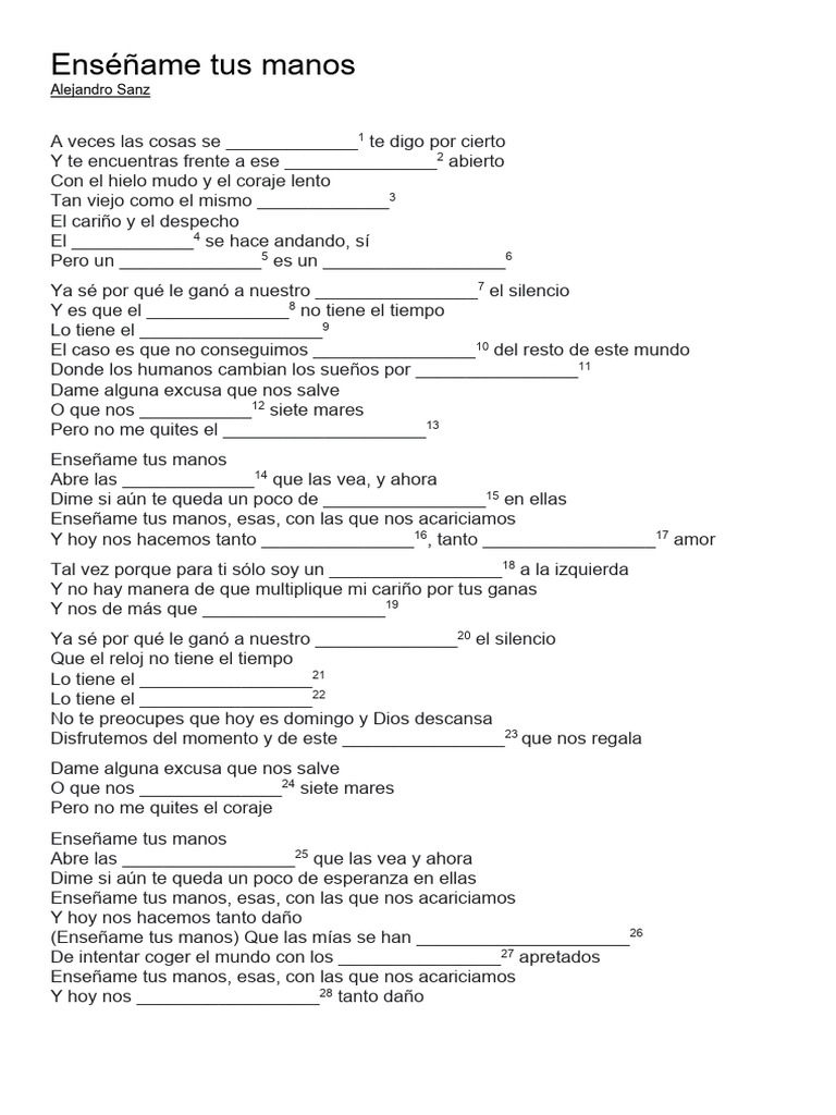 Enséñame Tus Manos - Práctica | PDF