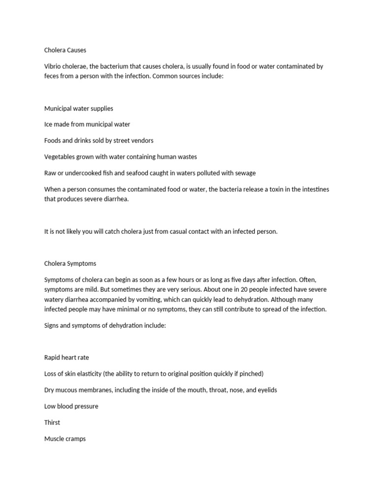 Cholera Causes Signs Symptoms Prevention And Treatment Pdf