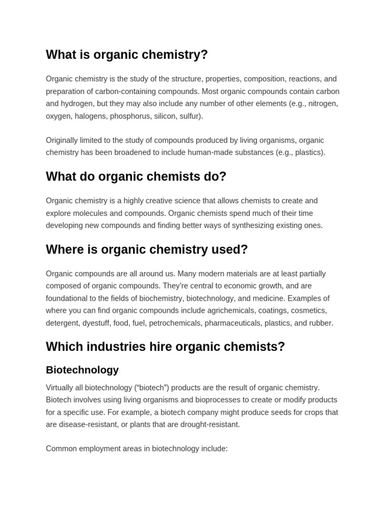WHAT IS ORGANIC CHEMISTRY intelligence overview
