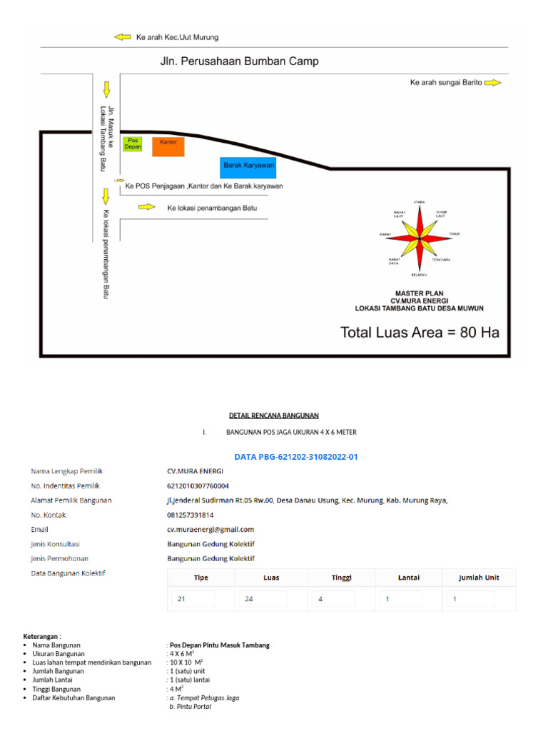 Master Plan Bangunan CV Mura Energi Lokasi Tambang Batu Din Desa Muwun ...