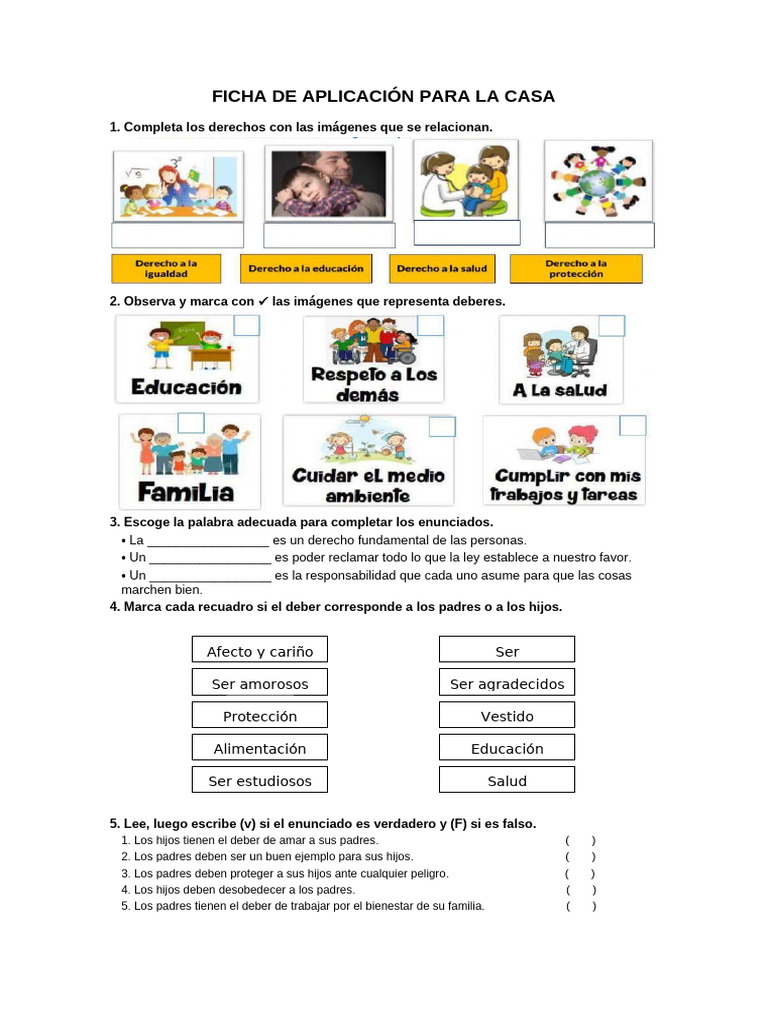 FICHA DE APLICACIÓN PARA LA CASA Personal Social | PDF
