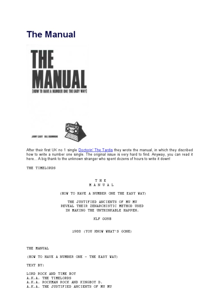 KLF The Manual | PDF | Leisure | Entertainment (General)