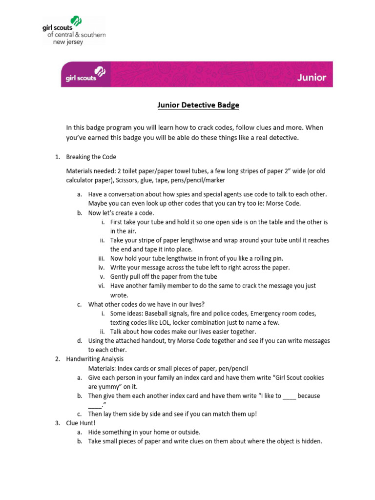 Junior Detective Badge PDF