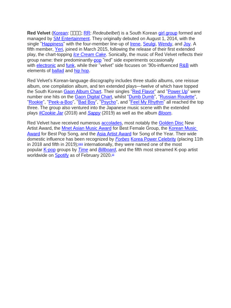 Red Velvet | PDF | Language Arts & Discipline | Art