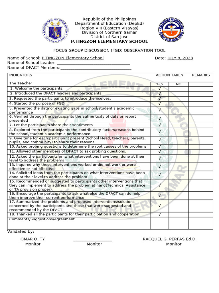 FGD Template | PDF