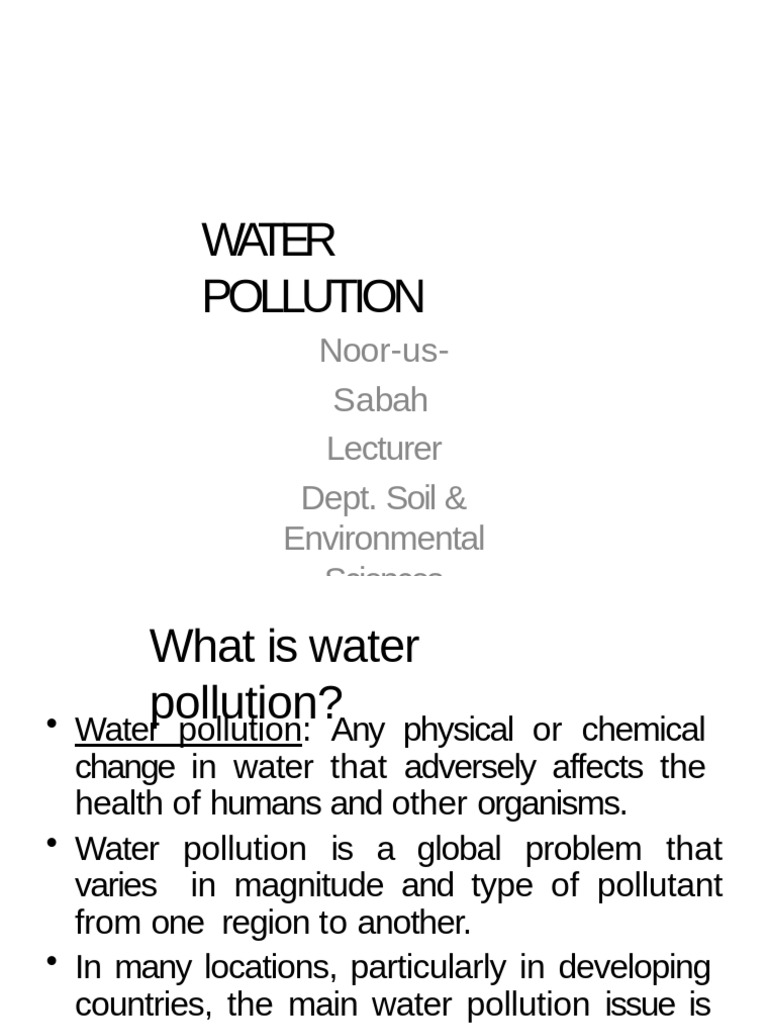 Lec 4 Water Pollution | PDF