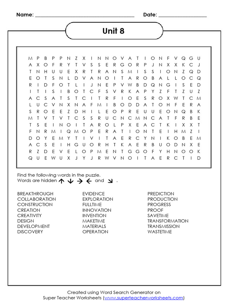 Worksheets Unit 8 | PDF