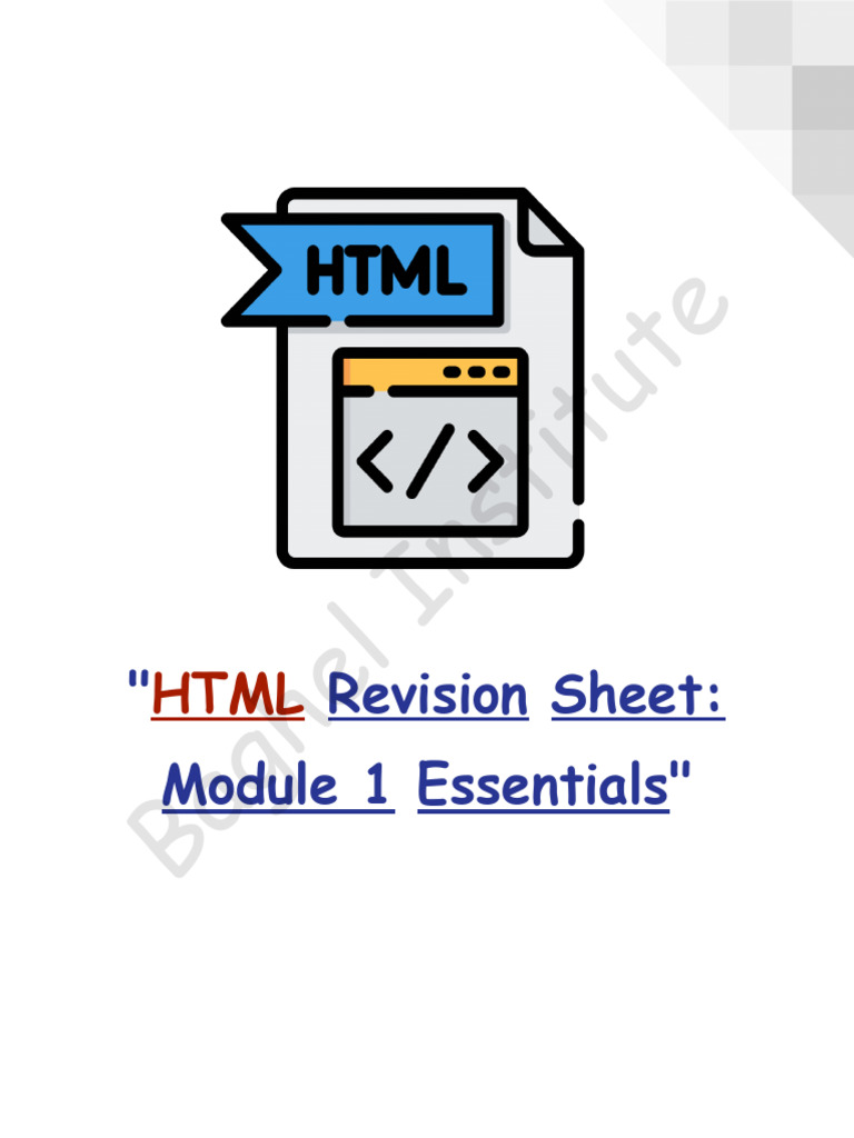 HTML Revision Sheet_ Module 1 Essentials | PDF